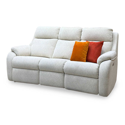 G Plan 'Kingsbury' C931 Rush Cream Fabric 3 Seater Power Recliner Sofa with Power Headrests and Power Lumbar