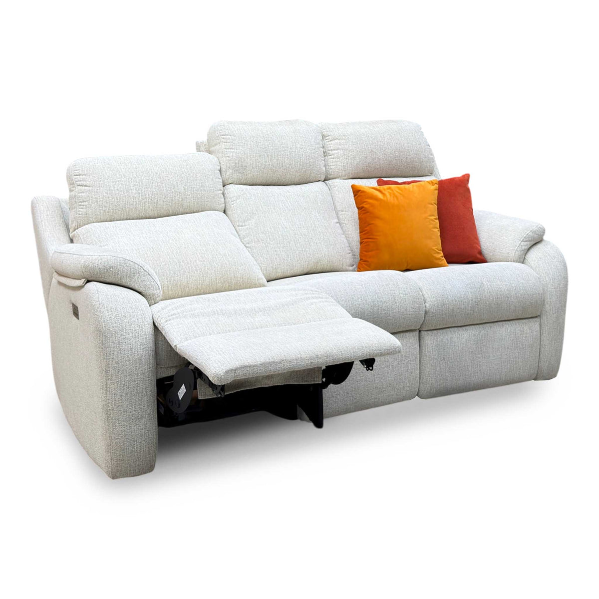 G Plan 'Kingsbury' C931 Rush Cream Fabric 3 Seater Power Recliner Sofa with Power Headrests and Power Lumbar
