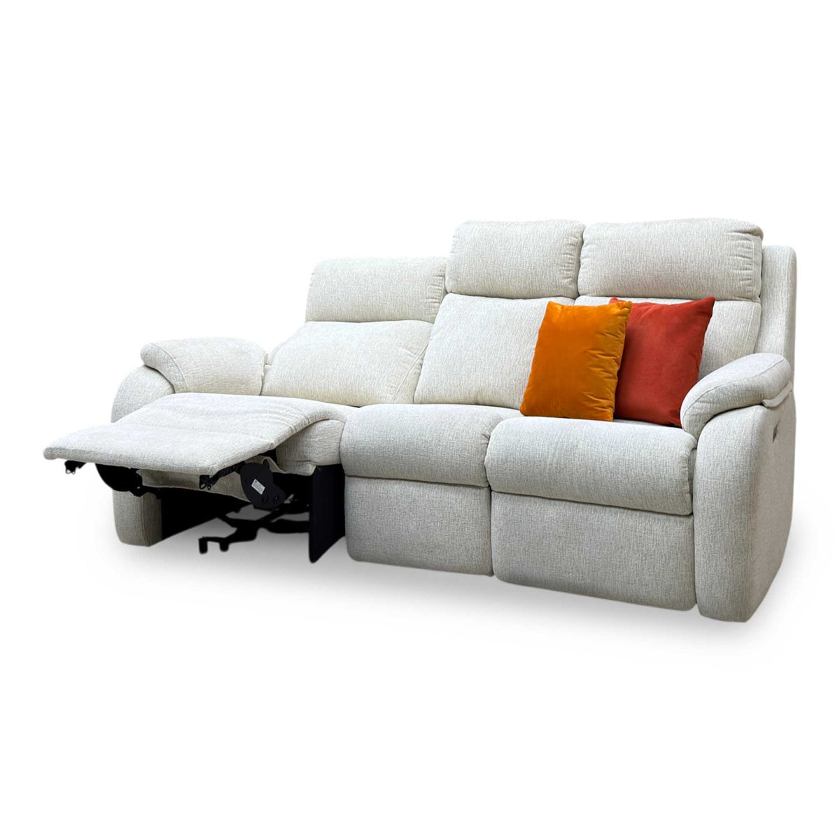 G Plan 'Kingsbury' C931 Rush Cream Fabric 3 Seater Power Recliner Sofa with Power Headrests and Power Lumbar