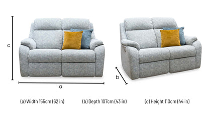 G Plan 'Kingsbury' B030 Remco Light Grey Fabric 2 Seater Power Recliner Sofa with Power Headrests and Power Lumbar