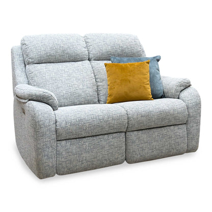 G Plan 'Kingsbury' B030 Remco Light Grey Fabric 2 Seater Power Recliner Sofa with Power Headrests and Power Lumbar