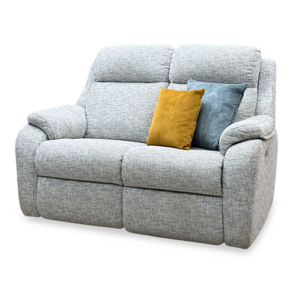 G Plan 'Kingsbury' B030 Remco Light Grey Fabric 2 Seater Power Recliner Sofa with Power Headrests and Power Lumbar