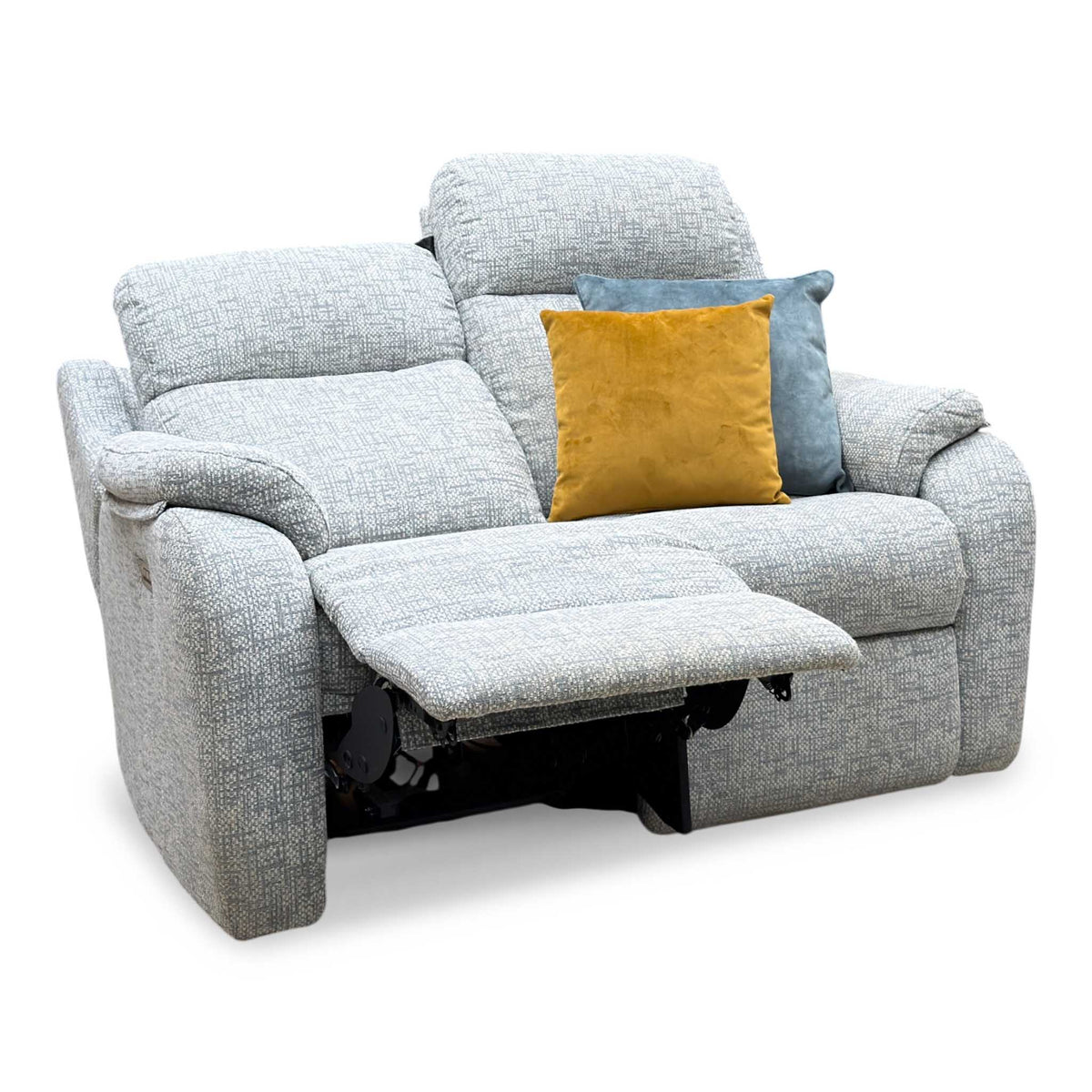 G Plan 'Kingsbury' B030 Remco Light Grey Fabric 2 Seater Power Recliner Sofa with Power Headrests and Power Lumbar