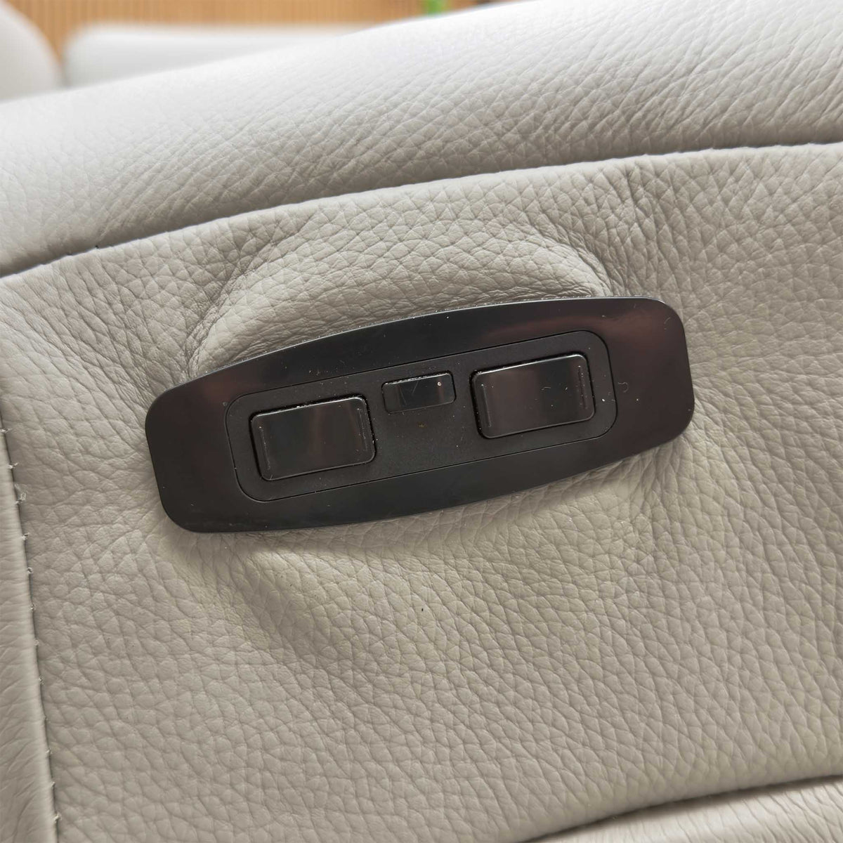 'Genius' Oslo Light Grey Leather Power Recliner Small Corner Sofa with Power Headrests, Bluetooth Speakers, Media Console and Large Storage Footstool
