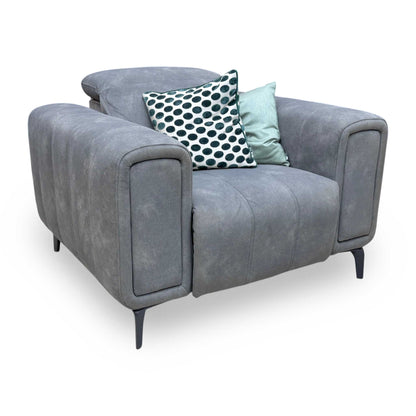 'Elphaba' Dexter Mocha Grey Velvet Fabric Power Recliner Chair with Storage Arms