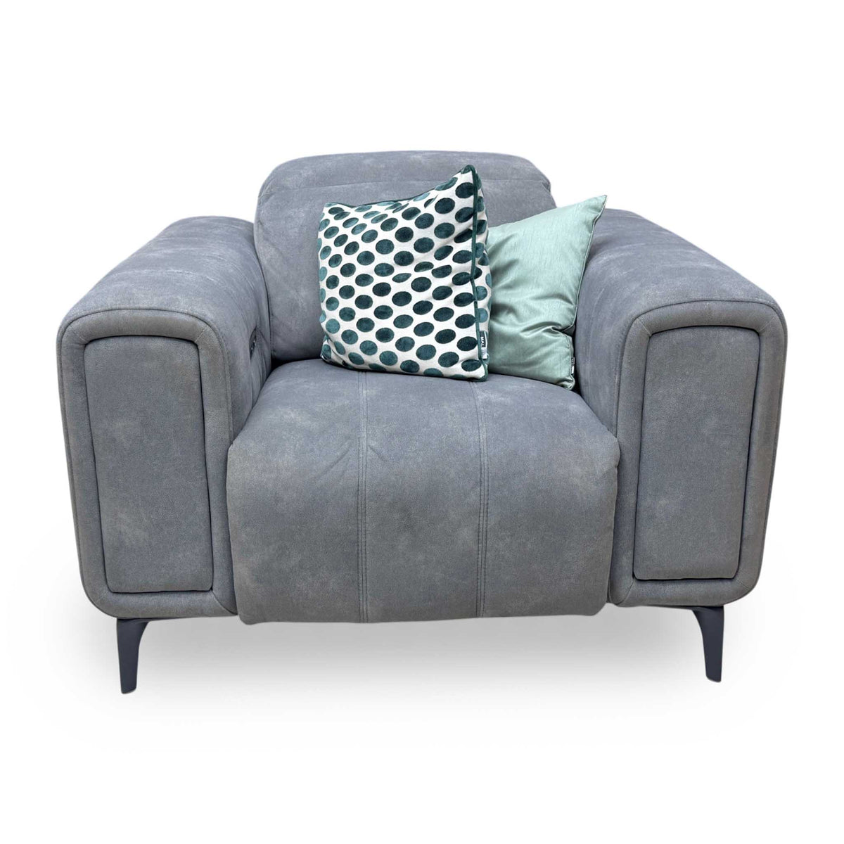 'Elphaba' Dexter Mocha Grey Velvet Fabric Power Recliner Chair with Storage Arms