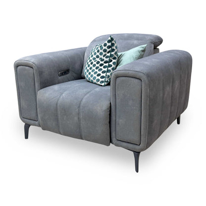 'Elphaba' Dexter Mocha Grey Velvet Fabric Power Recliner Chair with Storage Arms