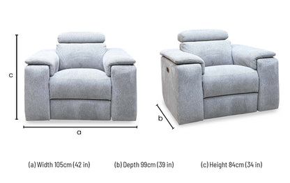 Nicoletti 'Davide' Zoia Glacier Grey 9505 Woven Fabric Swivel Rocker Recliner Chair