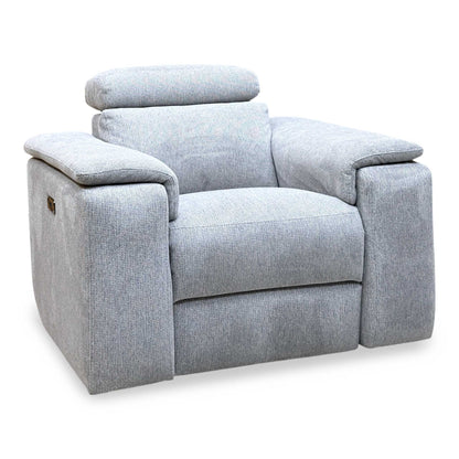 Nicoletti 'Davide' Zoia Glacier Grey 9505 Woven Fabric Swivel Rocker Recliner Chair