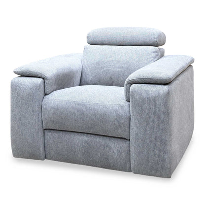 Nicoletti 'Davide' Zoia Glacier Grey 9505 Woven Fabric Swivel Rocker Recliner Chair