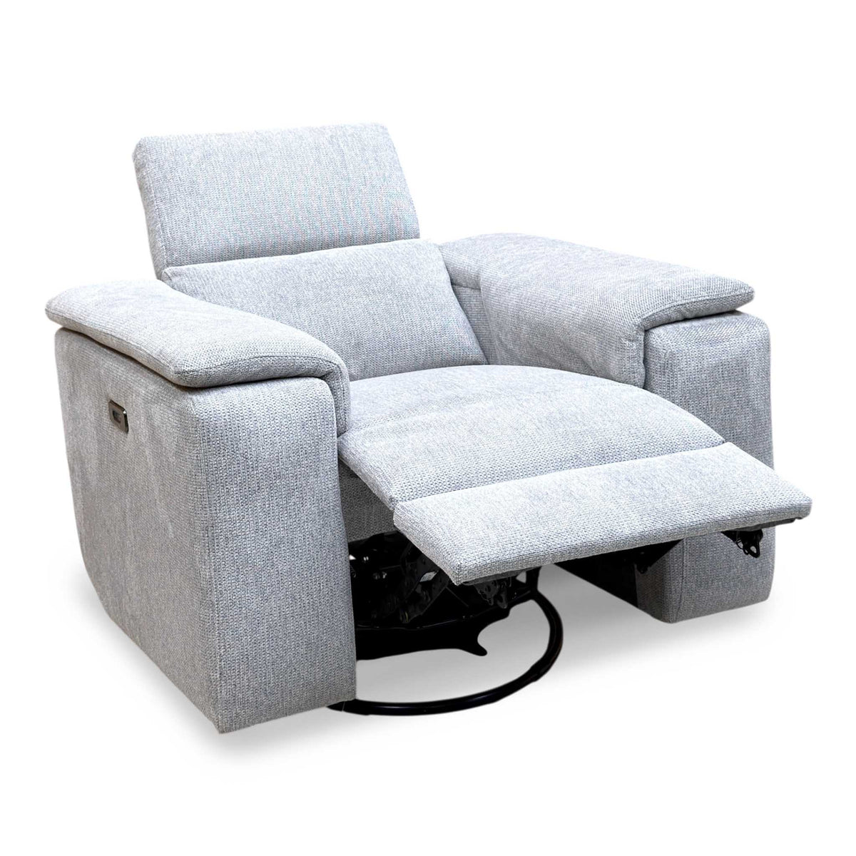 Nicoletti 'Davide' Zoia Glacier Grey 9505 Woven Fabric Swivel Rocker Recliner Chair
