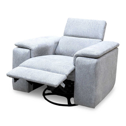 Nicoletti 'Davide' Zoia Glacier Grey 9505 Woven Fabric Swivel Rocker Recliner Chair