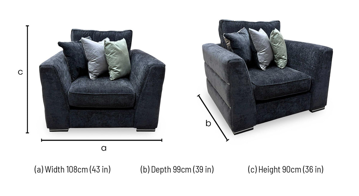 'Belissimo' Mirage Black - Silver Cp Fabric Chair