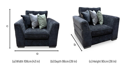 'Belissimo' Mirage Black - Silver Cp Fabric Chair