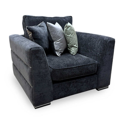 'Belissimo' Mirage Black - Silver Cp Fabric Chair