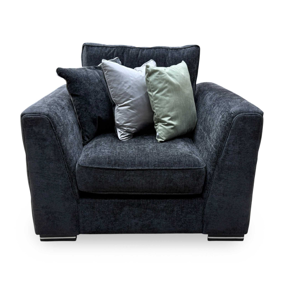 'Belissimo' Mirage Black - Silver Cp Fabric Chair