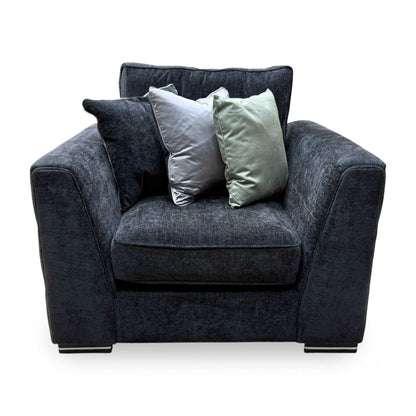 'Belissimo' Mirage Black - Silver Cp Fabric Chair