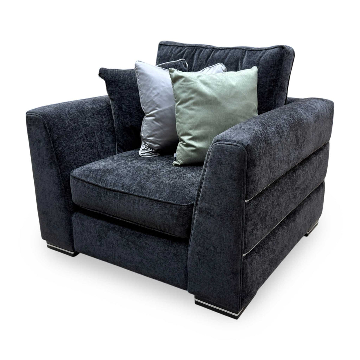 'Belissimo' Mirage Black - Silver Cp Fabric Chair