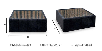 'Belissimo' Mirage Black - Bell Black_Gold Patterned Fabric Square Glass Top Table