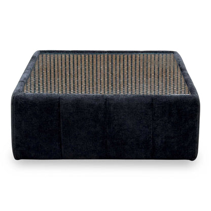 'Belissimo' Mirage Black - Bell Black_Gold Patterned Fabric Square Glass Top Table