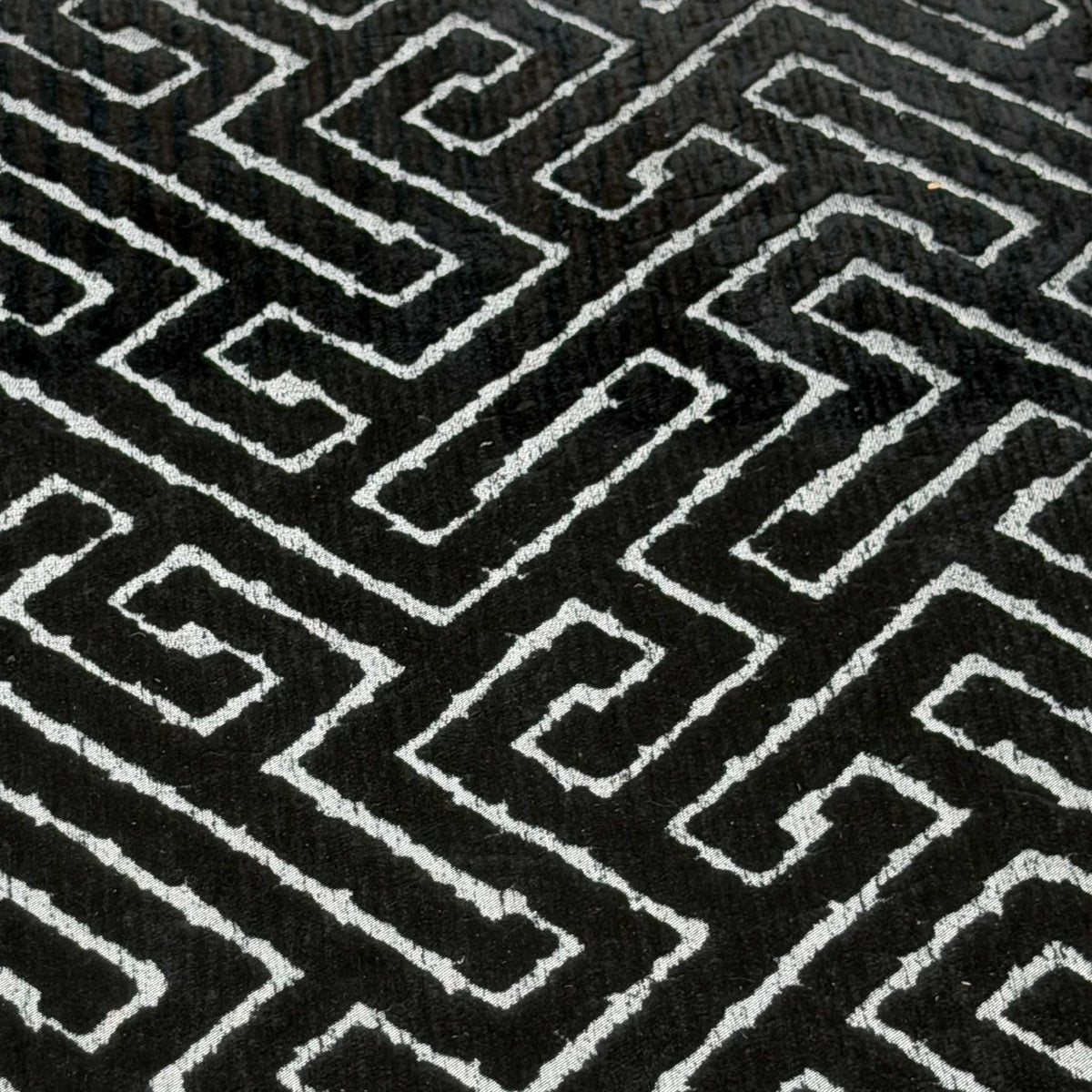 'Belissimo' Mirage Black - Bell Black_Gold Patterned Fabric Square Glass Top Table