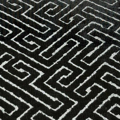 'Belissimo' Mirage Black - Bell Black_Gold Patterned Fabric Square Glass Top Table