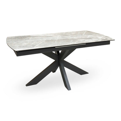 'Valerius' Marble Effect Sintered Stone Top Extending Dining Table