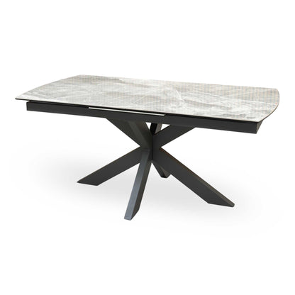 'Valerius' Marble Effect Sintered Stone Top Extending Dining Table