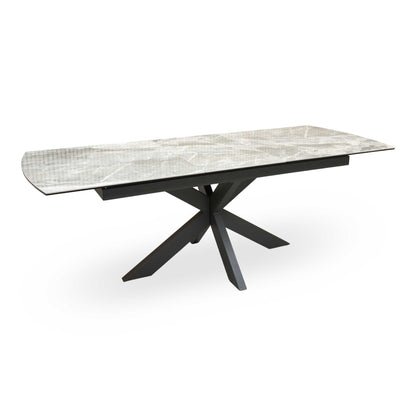 'Valerius' Marble Effect Sintered Stone Top Extending Dining Table