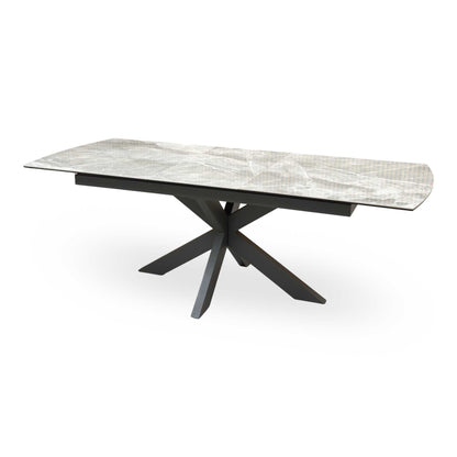 'Valerius' Marble Effect Sintered Stone Top Extending Dining Table