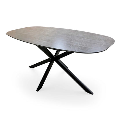 'Sadia' Smoked Oak Veneer Small Oval Dining Table