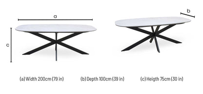 'Sadia' Grey Concrete Effect Veneer Large Oval Dining Table
