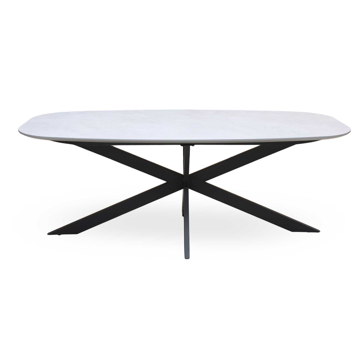 'Sadia' Grey Concrete Effect Veneer Large Oval Dining Table