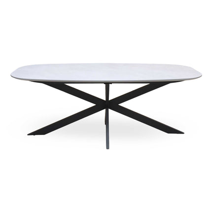 'Sadia' Grey Concrete Effect Veneer Large Oval Dining Table