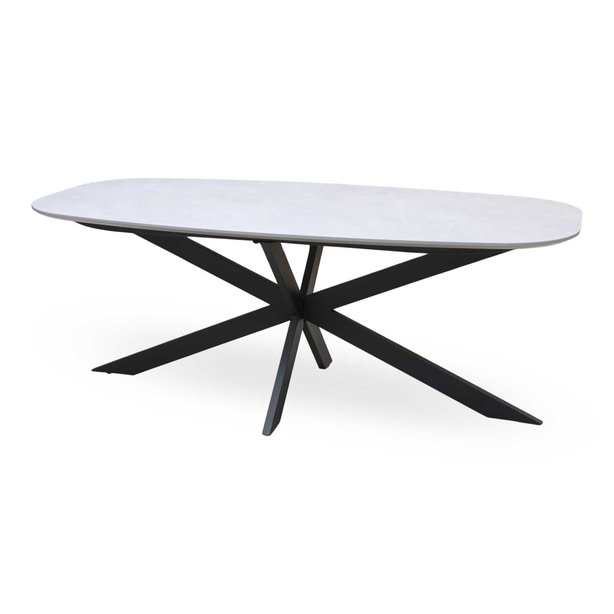 'Sadia' Grey Concrete Effect Veneer Large Oval Dining Table