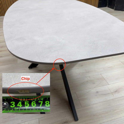 'Sadia' Grey Concrete Effect Veneer Large Oval Dining Table