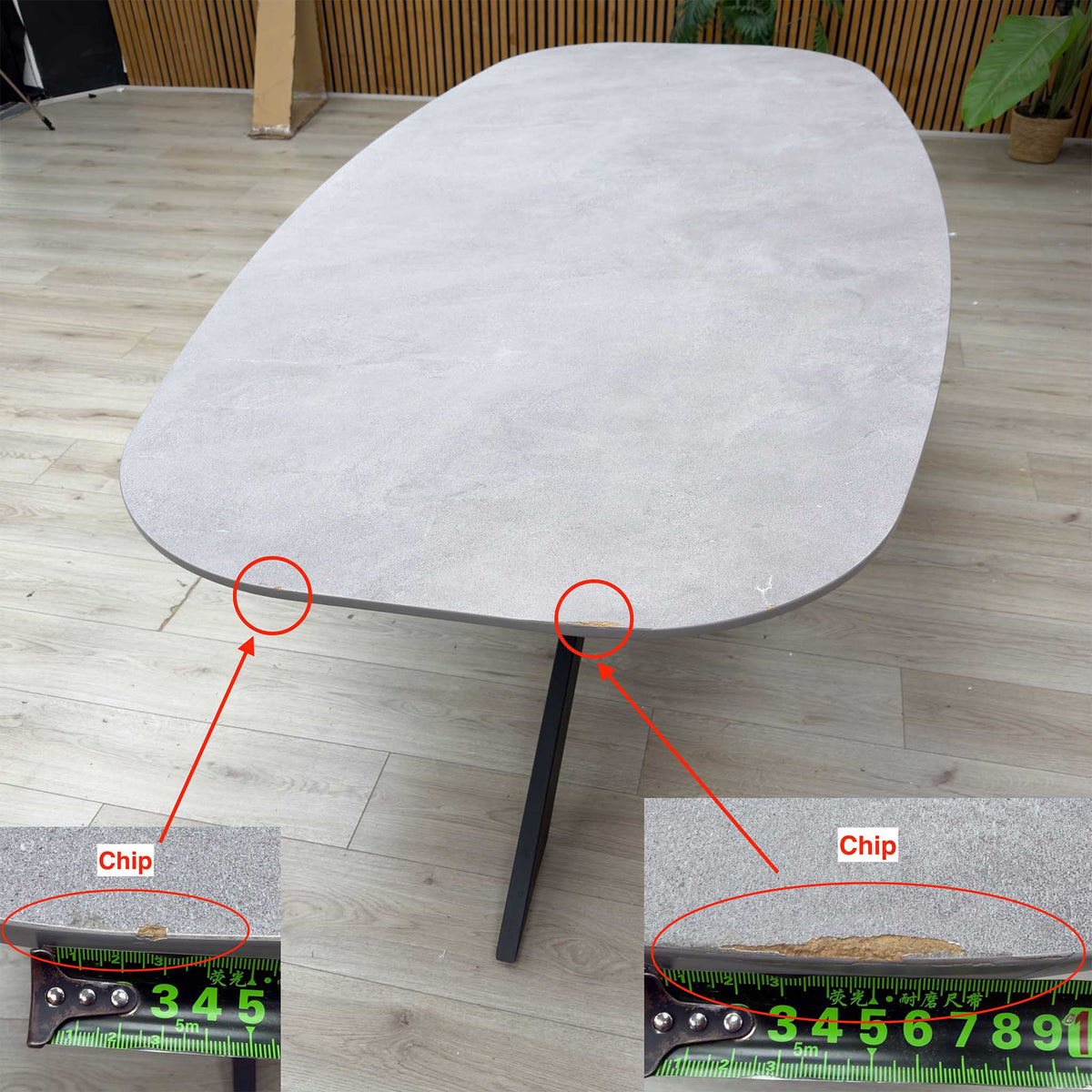 'Sadia' Grey Concrete Effect Veneer Large Oval Dining Table