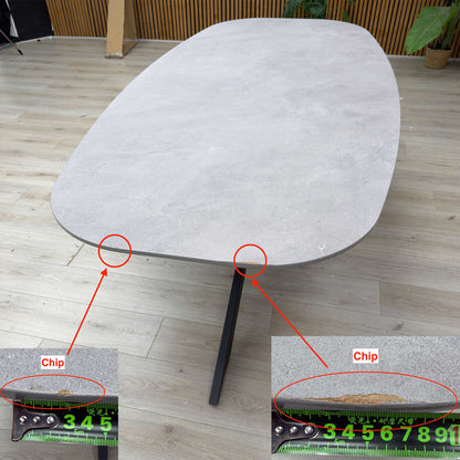 'Sadia' Grey Concrete Effect Veneer Large Oval Dining Table