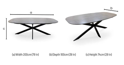 ‘Sadia’ Smoked Oak Veneer Large Oval Dining Table