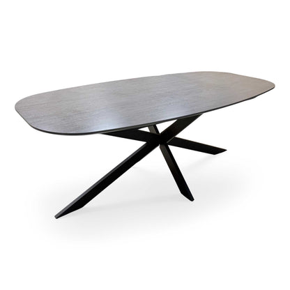 ‘Sadia’ Smoked Oak Veneer Large Oval Dining Table