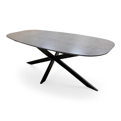 ‘Sadia’ Smoked Oak Veneer Large Oval Dining Table