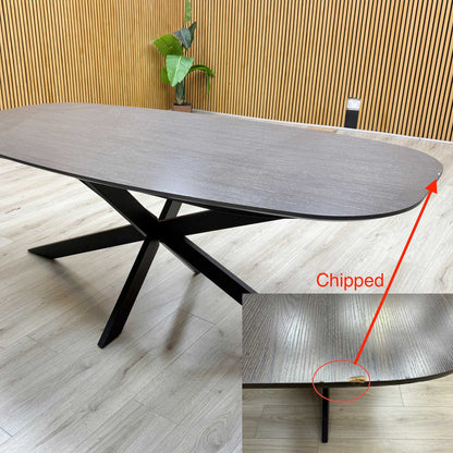 ‘Sadia’ Smoked Oak Veneer Large Oval Dining Table