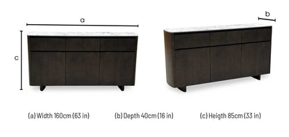 'Connor' White Ceramic Top 3 Door 3 Draw Sideboard