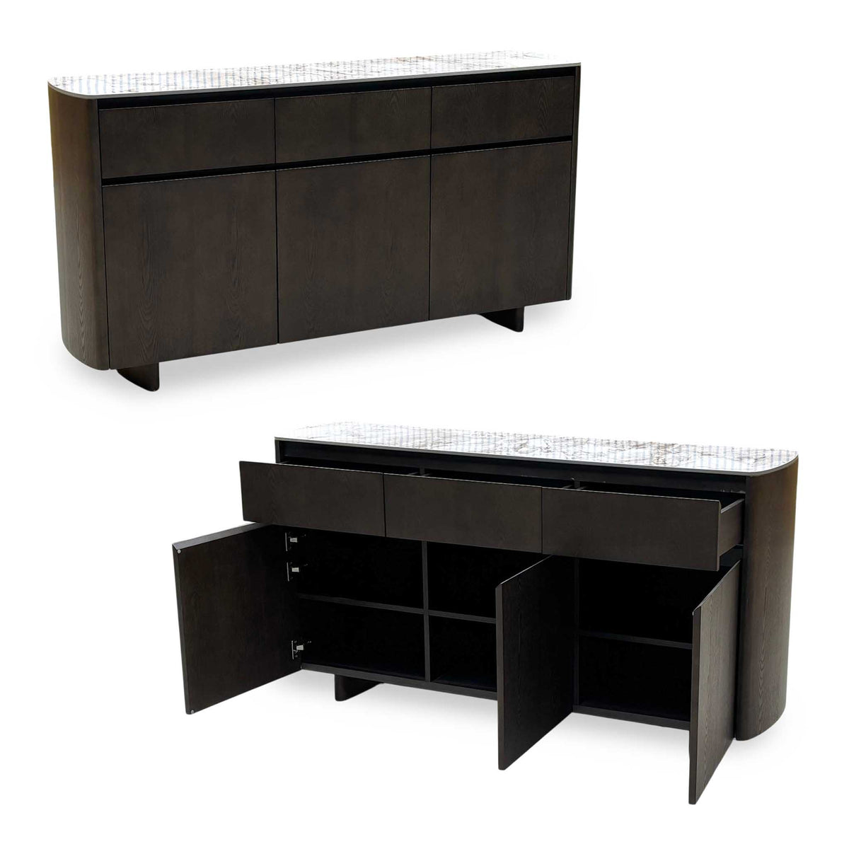 'Connor' White Ceramic Top 3 Door 3 Draw Sideboard