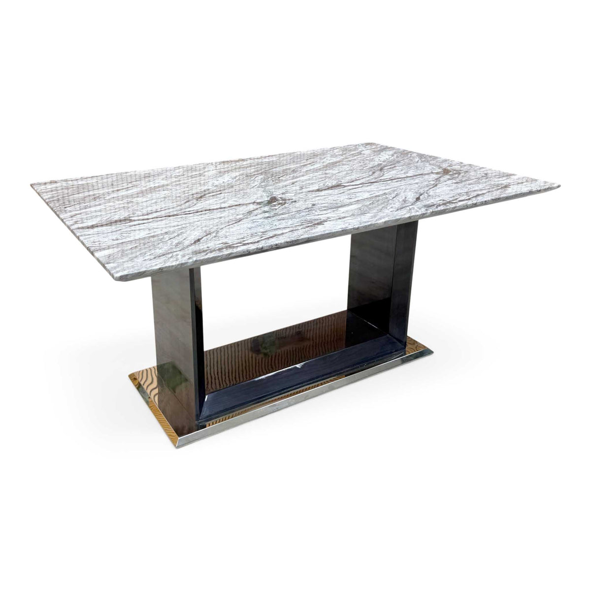 'Cheryl' Grey Marble Top Dining Table with U Shaped Legs
