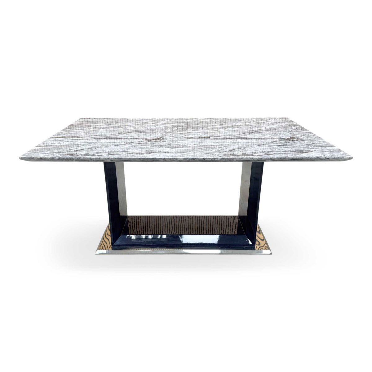 'Cheryl' Grey Marble Top Dining Table with U Shaped Legs