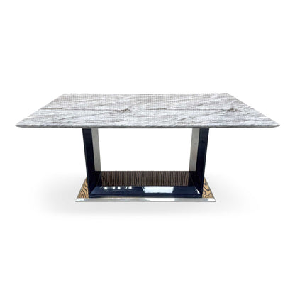 'Cheryl' Grey Marble Top Dining Table with U Shaped Legs