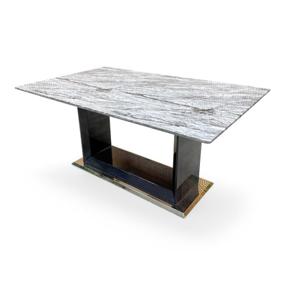 'Cheryl' Grey Marble Top Dining Table with U Shaped Legs