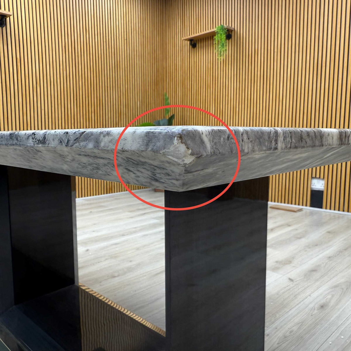 'Cheryl' Grey Marble Top Dining Table with U Shaped Legs