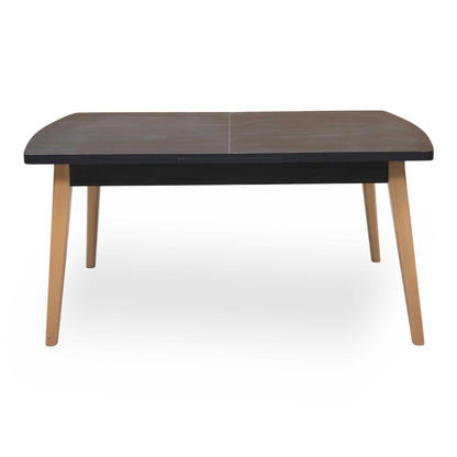 'Magda’ Black Solid Oak Large Extending Dining Table with Light Oak Legs